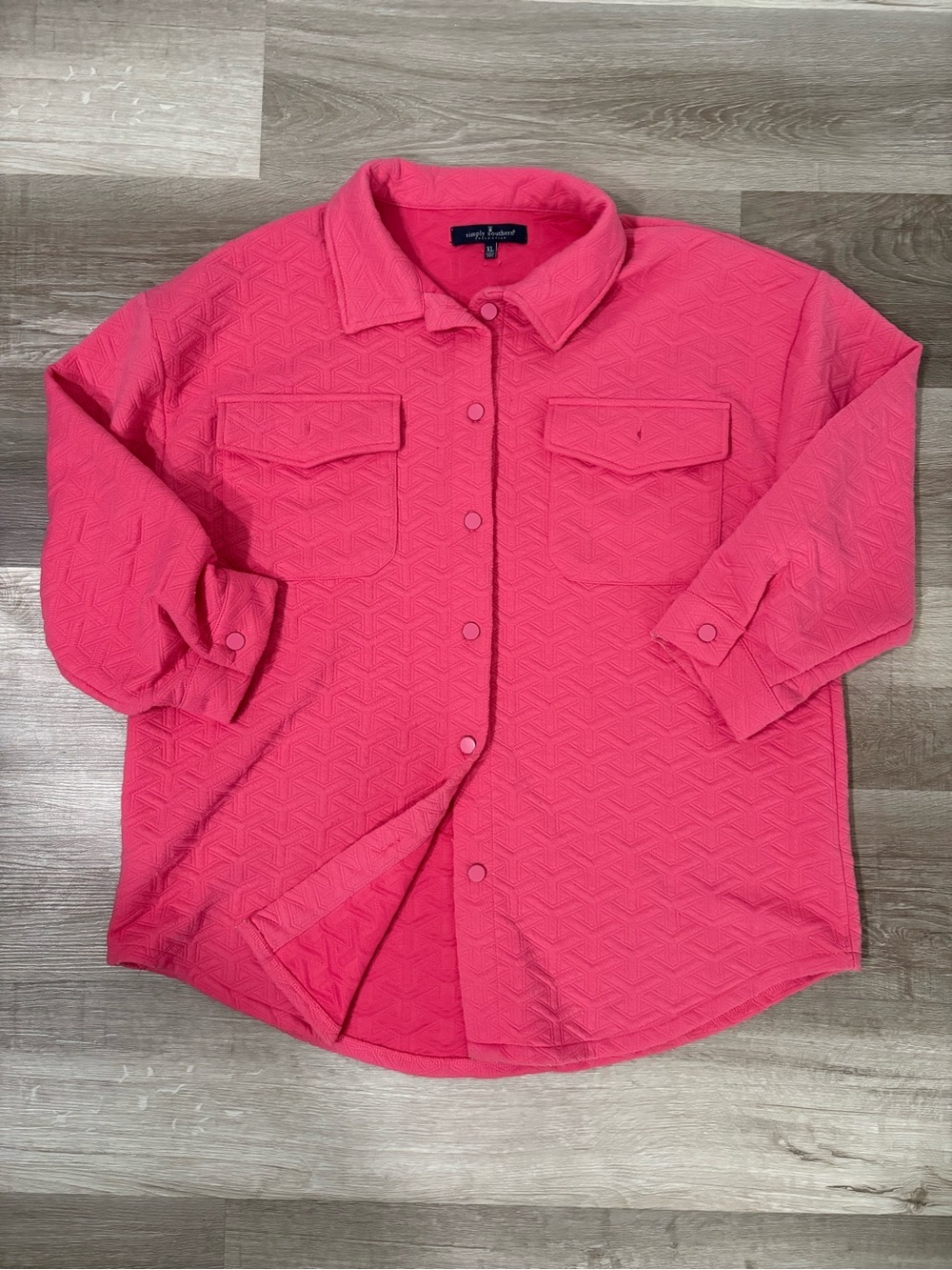 Simply Southern Bright Pink Textured Button-Up Shirt Jacket